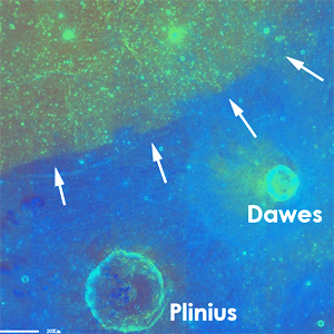 Figure 2 - Clemetine UVVIS ratio map of area shown in AS15-M-1801.