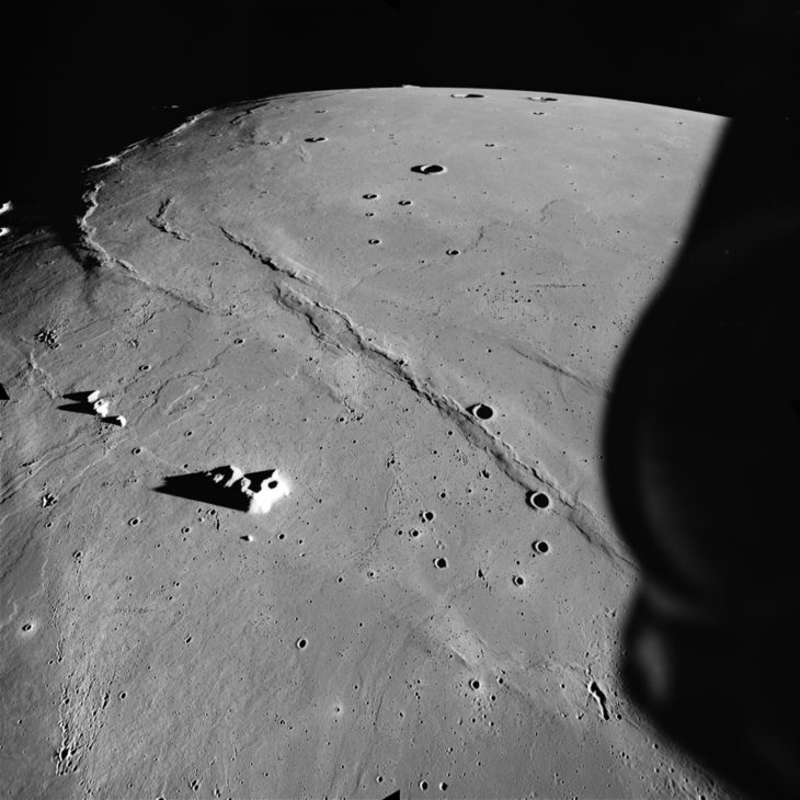 Apollo Metric image (AS15-M-1555) Apollo 15 Oblique view of Mare Imbrium.